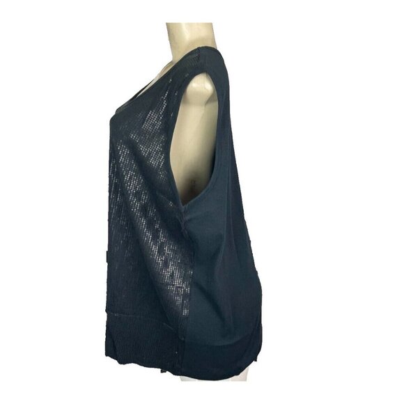 Denim 24/7 Plus 26/28 Black Sequin Scoop Neckline Ribbed Trim Sleeveless Top - Picture 5 of 6